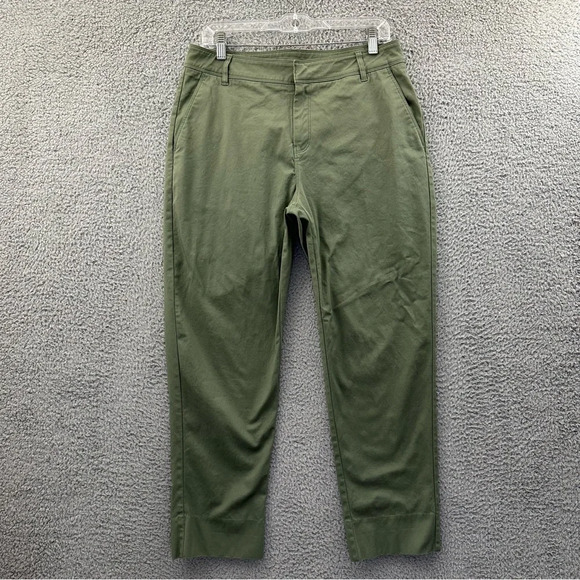 Lole Chino Tapered Leg‎ Ankle Pants Casual Cotton Blend Green Women's L x 26 - Picture 1 of 8